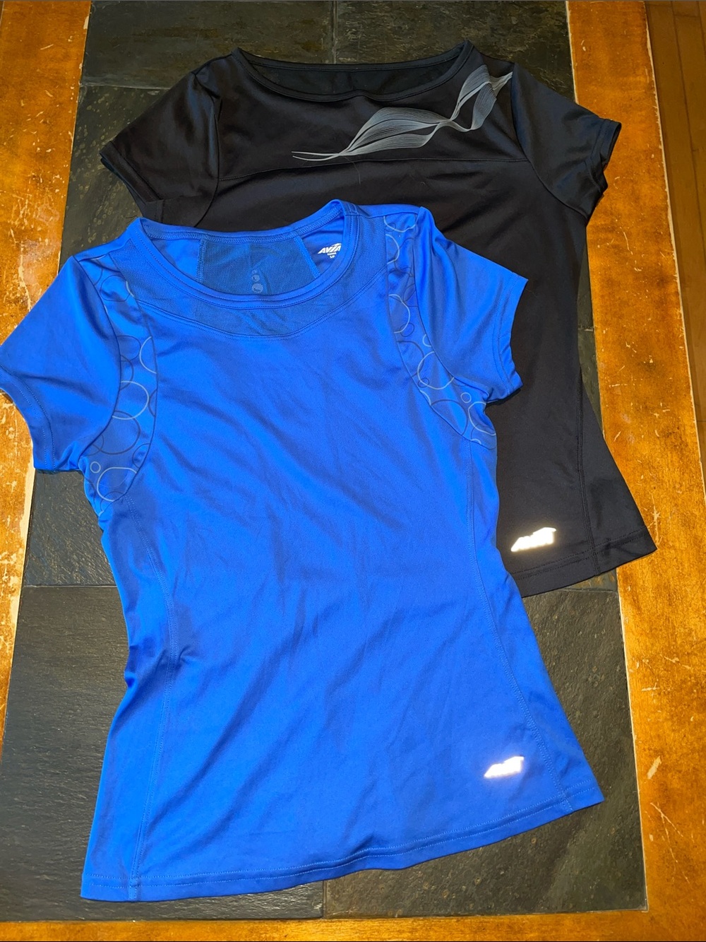 Avia Women’s Short Sleeve Active Tee in Blue and Black